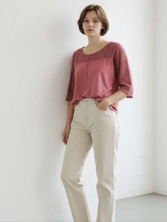 Abercrombie & Fitch Tops - Abercrombie & Fitch Coral Knit Top with Lace Detail